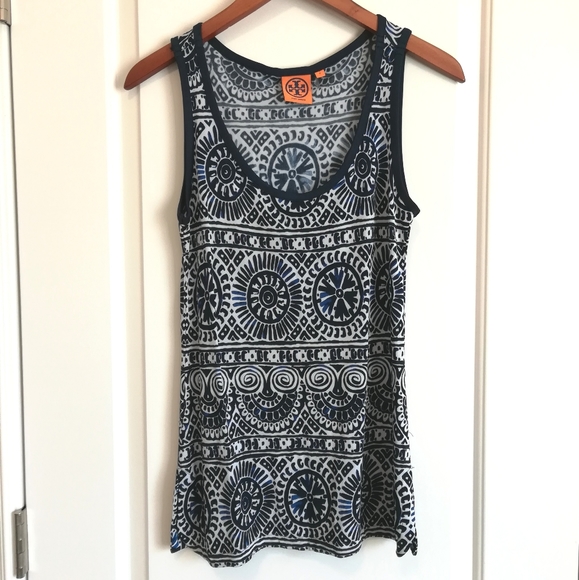 Tory Burch Tops - Tory Burch blue pattern Brody tank